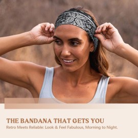 Awumbuk Wide Headbands for Women Knotted No Slip Head Bands Soft Turban Headband Hair Accessories Boho African Solid Color Head Wraps for Women Yoga Workout Pack of 6(Boho)