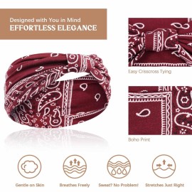 Awumbuk Wide Headbands for Women Knotted No Slip Head Bands Soft Turban Headband Hair Accessories Boho African Solid Color Head Wraps for Women Yoga Workout Pack of 6(Boho)