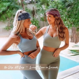 Awumbuk Wide Headbands for Women Knotted No Slip Head Bands Soft Turban Headband Hair Accessories Boho African Solid Color Head Wraps for Women Yoga Workout Pack of 6(Boho)