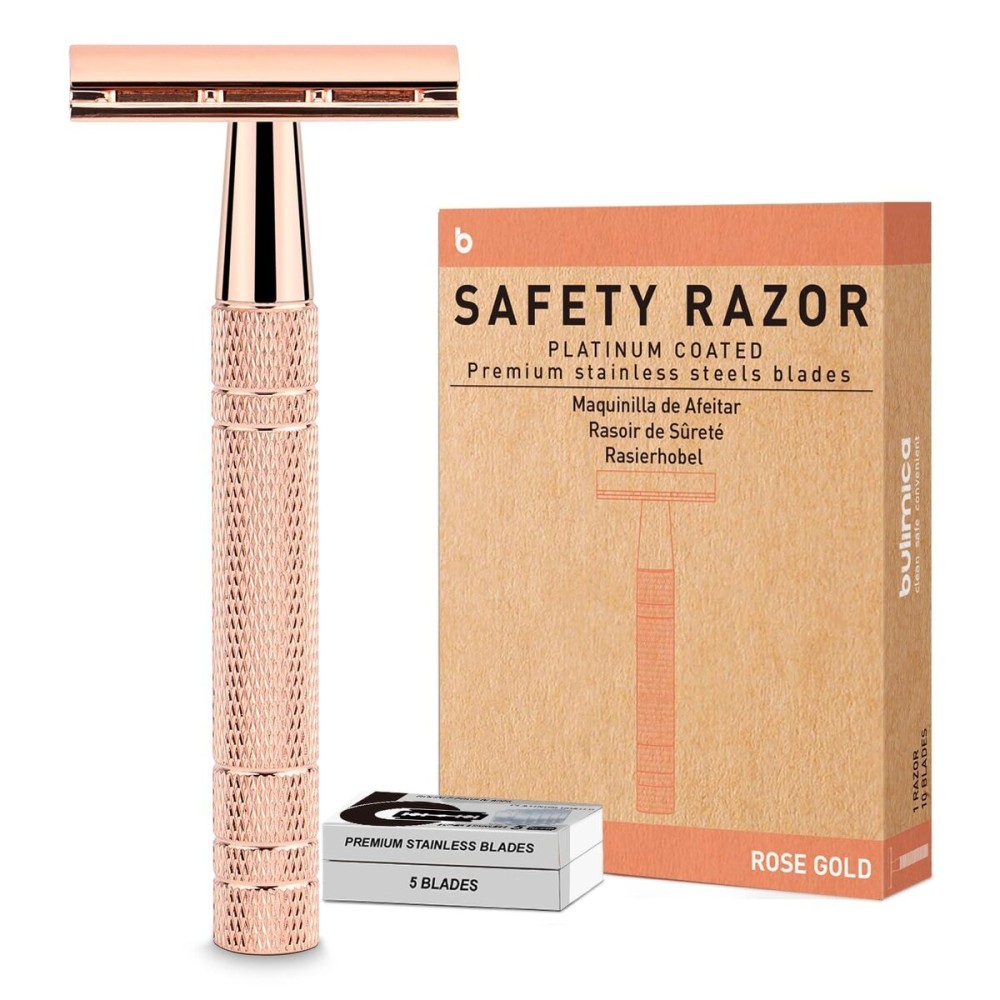 Rose Gold Double Edge Safety Razor, Single Blade Razors for Women, with 10 Platinum Coated Safety Razor Blades, 1 Blade Razors, Anti-slip Handle, Metal Material, Reusable, Eco-friendly, Smooth Shaving Rose Gold Double Edge Safety Razor, Single Blade Razors for Women, with 10 Platinum Coated Safety Razor Blades, 1 Blade Razors, Anti-slip Handle, Metal Material, Reusable, Eco-friendly, Smooth Shaving