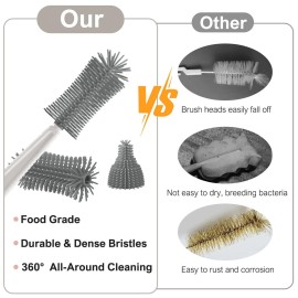 Baby Bottle Brush,6 in 1 Bottle Cleaner Set with Extendable Silicone Bottle Brush,Drying Rack,Nipple & Straw Brushes,Soap Dispenser & Organizer Case,Ideal Gifts for Babies& Moms