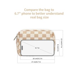Narwey Small Checkered Makeup Bag for Purse Mini Cosmetic Bag Travel Makeup Pouch Zipper Pouch Cute Make up Bags with Compartments for Women Girls (Light Checkerboard, Small) Narwey Small Checkered Makeup Bag for Purse Mini Cosmetic Bag Travel Makeup Pouch Zipper Pouch Cute Make up Bags with Compartments for Women Girls (Light Checkerboard, Small)