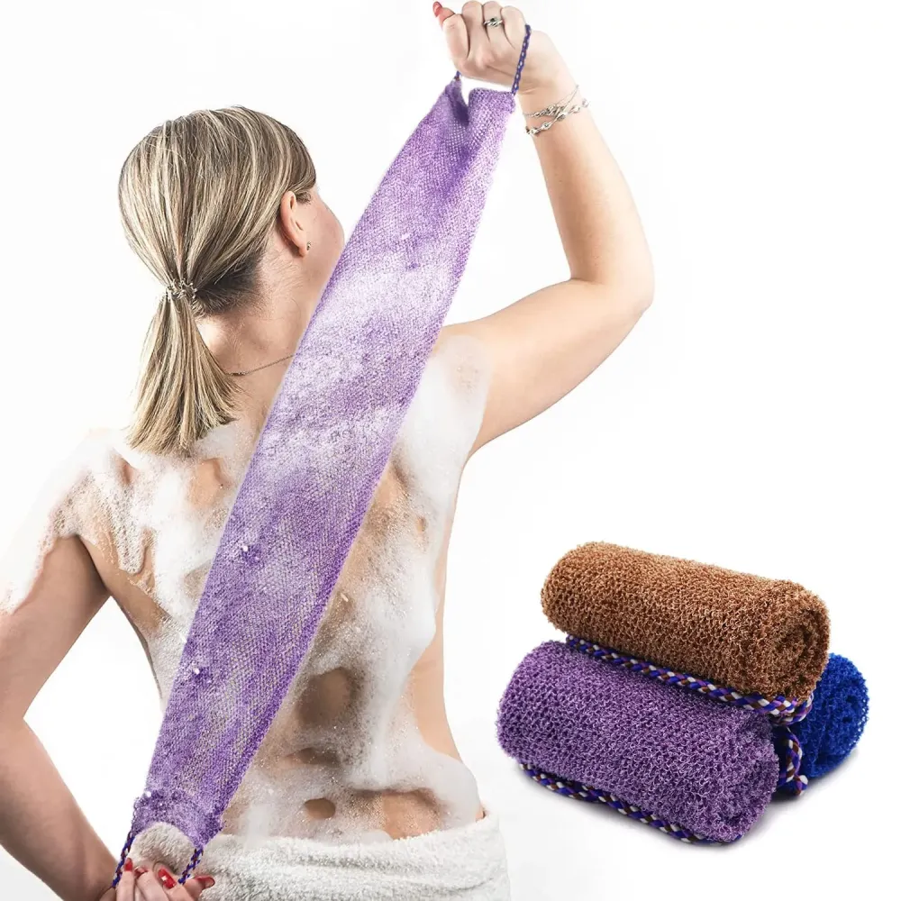 Dr.Pedi 3 Pieces African Net Sponge with Handles Long African Exfoliating Net Washcloth Bath Sponge Net Cloth Wash Net Body Back Scrubber for Shower Loofah