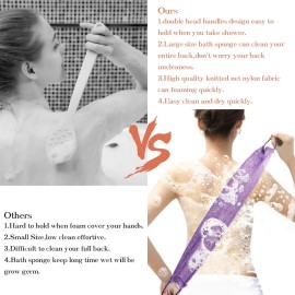 Dr.Pedi 3 Pieces African Net Sponge with Handles Long African Exfoliating Net Washcloth Bath Sponge Net Cloth Wash Net Body Back Scrubber for Shower Loofah