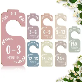 Wooden Baby Closet Dividers for Clothes Organizer, Colorful Nursery Decor, Size Hangers for New Mom Dad Parents