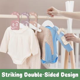 Wooden Baby Closet Dividers for Clothes Organizer, Colorful Nursery Decor, Size Hangers for New Mom Dad Parents