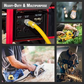 6 ft - GFCI 12 Gauge Heavy Duty Extension Cord - 3 Outlet SJTW - Indoor/Outdoor Extension_Cord by Watt\'s Wire - 6\' 12-Gauge Grounded 15 Amp ExtensionCord Splitter - GFCI ExtensionCord