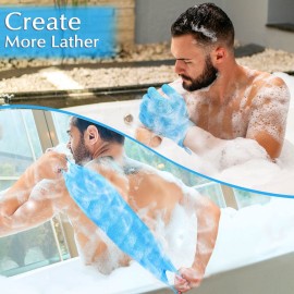 Anezus Exfoliating Back Scrubber Bath Gloves Set, Exfoliating Shower Towel with Shower Gloves for Body Scrub, Back Cleaner Wash Gloves to Remove Dead Skin (Blue) Anezus Exfoliating Back Scrubber Bath Gloves Set, Exfoliating Shower Towel with Shower Gloves for Body Scrub, Back Cleaner Wash Gloves to Remove Dead Skin (Blue)