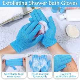 Anezus Exfoliating Back Scrubber Bath Gloves Set, Exfoliating Shower Towel with Shower Gloves for Body Scrub, Back Cleaner Wash Gloves to Remove Dead Skin (Blue) Anezus Exfoliating Back Scrubber Bath Gloves Set, Exfoliating Shower Towel with Shower Gloves for Body Scrub, Back Cleaner Wash Gloves to Remove Dead Skin (Blue)