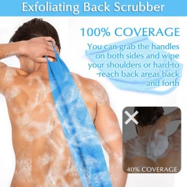 Anezus Exfoliating Back Scrubber Bath Gloves Set, Exfoliating Shower Towel with Shower Gloves for Body Scrub, Back Cleaner Wash Gloves to Remove Dead Skin (Blue) Anezus Exfoliating Back Scrubber Bath Gloves Set, Exfoliating Shower Towel with Shower Gloves for Body Scrub, Back Cleaner Wash Gloves to Remove Dead Skin (Blue)