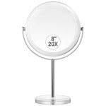 MIYADIVA 20X Magnifying Makeup Mirror,Double Sided 1X & 20X Magnifying Mirror with Stand,Tabletop Magnified Vanity Mirror with 360Rotation for Bathroom or Bedroom 7.8 Inch