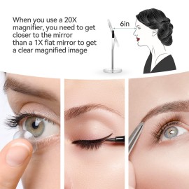 MIYADIVA 20X Magnifying Makeup Mirror,Double Sided 1X & 20X Magnifying Mirror with Stand,Tabletop Magnified Vanity Mirror with 360Rotation for Bathroom or Bedroom 7.8 Inch