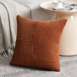 Fancy Homi 2 Packs Rust Boho Decorative Throw Pillow Covers 18x18 Inch for Couch Bed Sofa, Farmhouse Fall Home Decor, Soft Corss Corduroy Patchwork Textured Terracotta Accent Cushion Case 45x45 cm Fancy Homi 2 Packs Rust Boho Decorative Throw Pillow Covers 18x18 Inch for Couch Bed Sofa, Farmhouse Fall Home Decor, Soft Corss Corduroy Patchwork Textured Terracotta Accent Cushion Case 45x45 cm