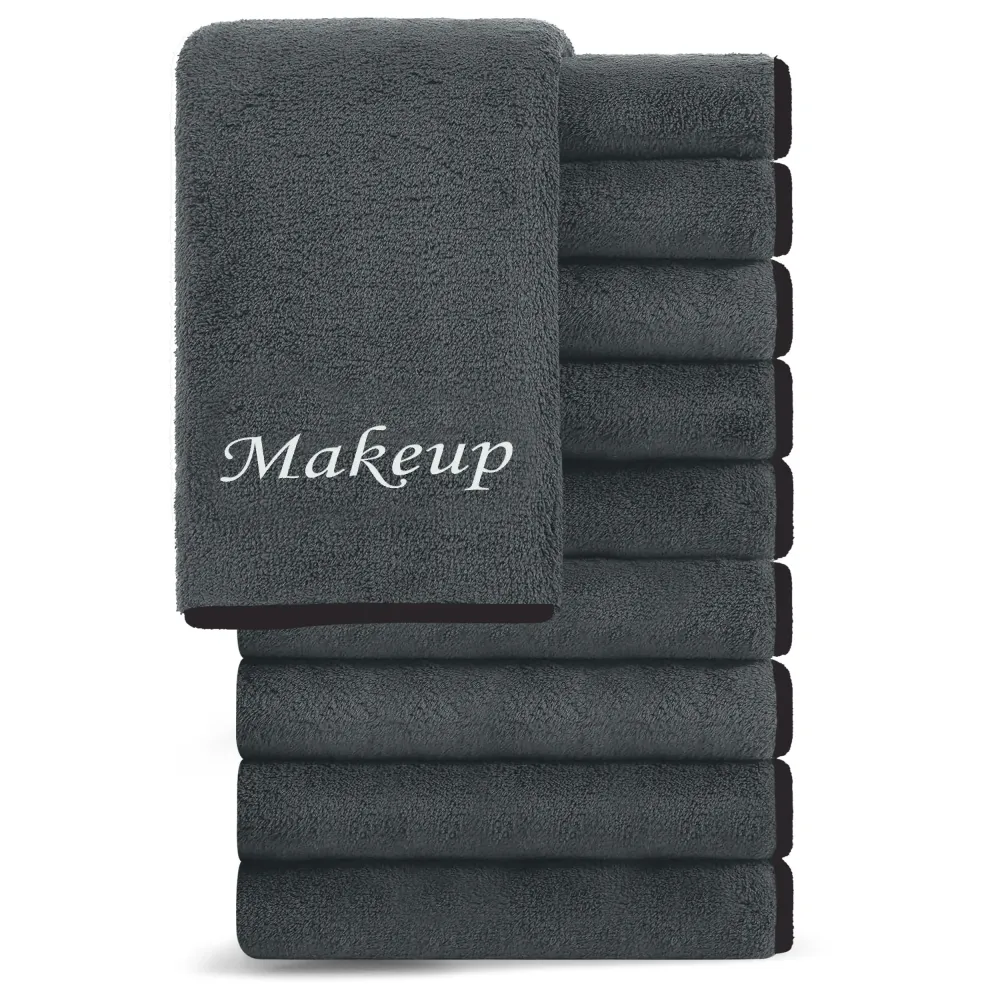 Cosy Family 10 Pack Makeup Remover Wash Cloths - Soft Microfiber Fingertip Facial Cleansing Cloths for Hand and Make Up, 12 x 12 in, Black Grey Cosy Family 10 Pack Makeup Remover Wash Cloths - Soft Microfiber Fingertip Facial Cleansing Cloths for Hand and Make Up, 12 x 12 in, Black Grey