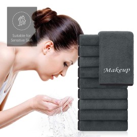 Cosy Family 10 Pack Makeup Remover Wash Cloths - Soft Microfiber Fingertip Facial Cleansing Cloths for Hand and Make Up, 12 x 12 in, Black Grey Cosy Family 10 Pack Makeup Remover Wash Cloths - Soft Microfiber Fingertip Facial Cleansing Cloths for Hand and Make Up, 12 x 12 in, Black Grey