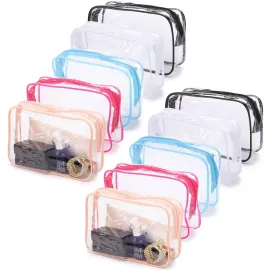 Tbestmax 10 Pcs Clear Cosmetic Bags Small Makeup Bags Portable Waterproof Travel Toiletry Bags Colorful Organizer, 7.5x 4.8x 2.3