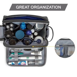 BAGSMART Toiletry Bag for Men, Canvas Travel Toiletry Organizer Dopp Kit Water-resistant Shaving Bag for Toiletries Accessories,Black-Large