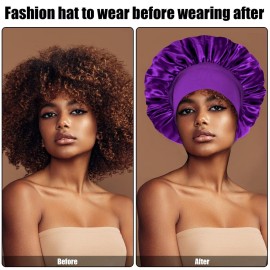 4Pcs Silk Satin Bonnets for Sleeping - Elastic Wide Band Wrap for Black Women Men,Silk Bonnets for Curly Hair,Large Hair Cap for Sleeping (Black+Wine Red+Purple+Brown) 4Pcs Silk Satin Bonnets for Sleeping - Elastic Wide Band Wrap for Black Women Men,Silk Bonnets for Curly Hair,Large Hair Cap for Sleeping (Black+Wine Red+Purple+Brown)