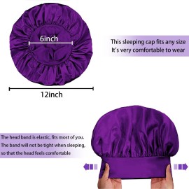 4Pcs Silk Satin Bonnets for Sleeping - Elastic Wide Band Wrap for Black Women Men,Silk Bonnets for Curly Hair,Large Hair Cap for Sleeping (Black+Wine Red+Purple+Brown) 4Pcs Silk Satin Bonnets for Sleeping - Elastic Wide Band Wrap for Black Women Men,Silk Bonnets for Curly Hair,Large Hair Cap for Sleeping (Black+Wine Red+Purple+Brown)