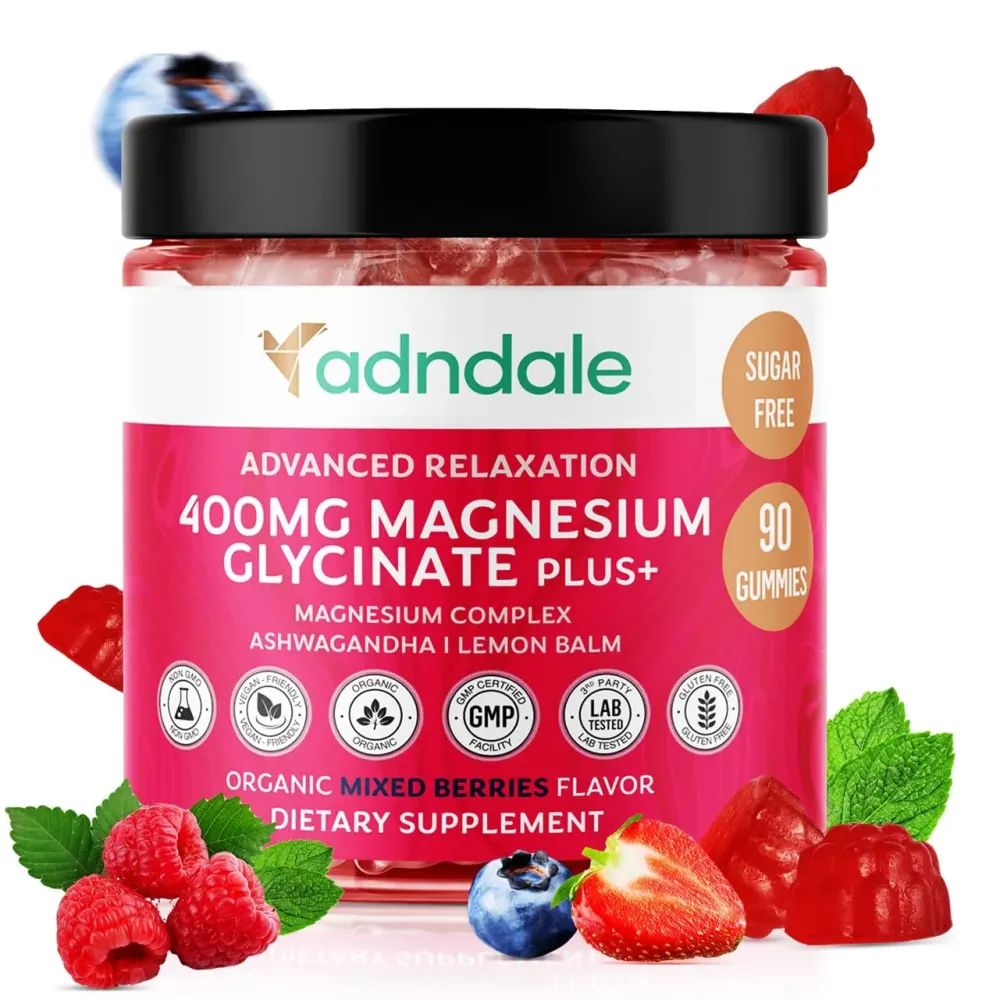 90 CT Magnesium Glycinate Gummies 400 mg/Serv - with Ashwagandha, Magnesium Malate & Taurate - Sugar Free Chews for Adults & Kids Relaxation, Stress Relief, Night Rest, Muscle & Cardio Support 90 CT Magnesium Glycinate Gummies 400 mg/Serv - with Ashwagandha, Magnesium Malate & Taurate - Sugar Free Chews for Adults & Kids Relaxation, Stress Relief, Night Rest, Muscle & Cardio Support