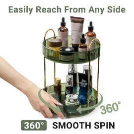 Asayuee 360 Rotating Makeup Organizer for Vanity,2 Tier Large Capacity Cosmetics Skincare Organizers,Bathroom Countertop Organizer Spinning Perfume Organizer,Dresser Vanity Organizer (Green-2 Tier) Asayuee 360 Rotating Makeup Organizer for Vanity,2 Tier Large Capacity Cosmetics Skincare Organizers,Bathroom Countertop Organizer Spinning Perfume Organizer,Dresser Vanity Organizer (Green-2 Tier)