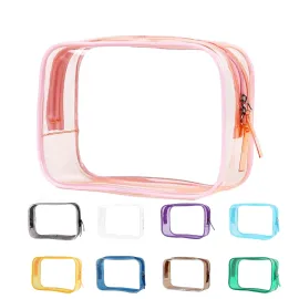 Clear Pouch Small, 6.6x2.3x4.7 Size TSA Approved Toiletry Bag, Travel Bags for Toiletries, Cosmetic Bag for Women and Men - 1 Pack Pink