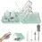 Bottle Brush Set -Baby Travel Essential-6 in 1 Bottle Cleaner Kit with Silicone Bottle Brush,Nipple Cleaner Brush,Straw Brush,Soap Dispenser,Storage Box,Bottle Drying Rack for Home and Travel(Green)
