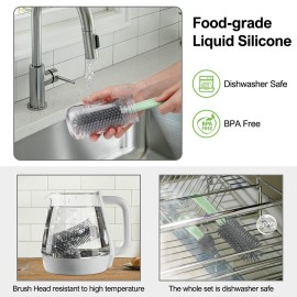 Bottle Brush Set -Baby Travel Essential-6 in 1 Bottle Cleaner Kit with Silicone Bottle Brush,Nipple Cleaner Brush,Straw Brush,Soap Dispenser,Storage Box,Bottle Drying Rack for Home and Travel(Green) Bottle Brush Set -Baby Travel Essential-6 in 1 Bottle Cleaner Kit with Silicone Bottle Brush,Nipple Cleaner Brush,Straw Brush,Soap Dispenser,Storage Box,Bottle Drying Rack for Home and Travel(Green)