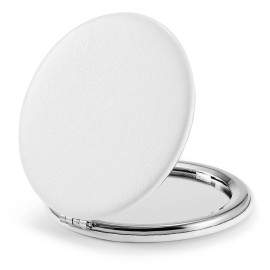 Getinbulk Compact Mirror,Double-Sided Makeup Small Mirror for Purse with 1X/3X Magnification PU Leather (White, 2.8)
