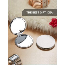 Getinbulk Compact Mirror,Double-Sided Makeup Small Mirror for Purse with 1X/3X Magnification PU Leather (White, 2.8) Getinbulk Compact Mirror,Double-Sided Makeup Small Mirror for Purse with 1X/3X Magnification PU Leather (White, 2.8)
