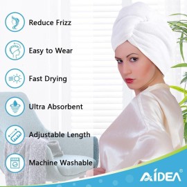 AIDEA Microfiber Hair Towel Wrap, 5 Pack Turbans, Super Absorbent Quick Dry for All Hair Types, Anti-Frizz Accessories for Women, 2610