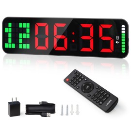 LUCORB Gym Timer - Large Digital Gym Clock Wall with Interval Time Progress Bar, Countdown/Up Stopwatch, Remote Control for Home Gym Garage Boxing Crossfit LUCORB Gym Timer - Large Digital Gym Clock Wall with Interval Time Progress Bar, Countdown/Up Stopwatch, Remote Control for Home Gym Garage Boxing Crossfit