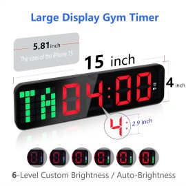 LUCORB Gym Timer - Large Digital Gym Clock Wall with Interval Time Progress Bar, Countdown/Up Stopwatch, Remote Control for Home Gym Garage Boxing Crossfit LUCORB Gym Timer - Large Digital Gym Clock Wall with Interval Time Progress Bar, Countdown/Up Stopwatch, Remote Control for Home Gym Garage Boxing Crossfit