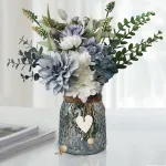 Leftover Fake Flowers in Vase,Faux Flowers in Vase,Table Centerpieces for Dining Room,Flower Centerpieces for Tables,Artificial Flowers in Vase,Kitchen Table Decor,Coffee Table Decor