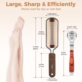 Foot File Foot Scrubber Pedicure - Callus Remover for Feet Easkep Professional Grater Rasp Foot Scraper Corns Callous Removers Cracked Dead Skin Remover for Dry and Wet Feet (Golden Set)