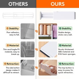 Lifewit 5 Pack Drawer Dividers 4 High, 11-17 Adjustable Dresser Drawer Organizers for Clothes, Expandable Dresser Separators in Bedroom/Bathroom/Kitchen/Vanity/Office Organization and Storage, White Lifewit 5 Pack Drawer Dividers 4 High, 11-17 Adjustable Dresser Drawer Organizers for Clothes, Expandable Dresser Separators in Bedroom/Bathroom/Kitchen/Vanity/Office Organization and Storage, White