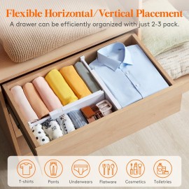 Lifewit 5 Pack Drawer Dividers 4 High, 11-17 Adjustable Dresser Drawer Organizers for Clothes, Expandable Dresser Separators in Bedroom/Bathroom/Kitchen/Vanity/Office Organization and Storage, White Lifewit 5 Pack Drawer Dividers 4 High, 11-17 Adjustable Dresser Drawer Organizers for Clothes, Expandable Dresser Separators in Bedroom/Bathroom/Kitchen/Vanity/Office Organization and Storage, White