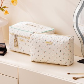 HBselect Quilted Makeup Bag, 3PCS Cotton Large Travel Makeup Bag, Cute Floral Coquette Make up Bag Cosmetic Bag Toiletry Bag for Women Girls HBselect Quilted Makeup Bag, 3PCS Cotton Large Travel Makeup Bag, Cute Floral Coquette Make up Bag Cosmetic Bag Toiletry Bag for Women Girls