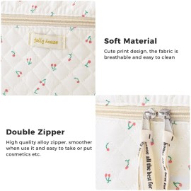 HBselect Quilted Makeup Bag, 3PCS Cotton Large Travel Makeup Bag, Cute Floral Coquette Make up Bag Cosmetic Bag Toiletry Bag for Women Girls HBselect Quilted Makeup Bag, 3PCS Cotton Large Travel Makeup Bag, Cute Floral Coquette Make up Bag Cosmetic Bag Toiletry Bag for Women Girls