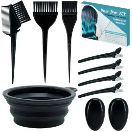 Xarchy 10 Pc Hair Bleach Kit - Hair Coloring Products With Dye Brush, Color Bowl, Earmuffs, Clip for Salon Bleaching & Highlighting