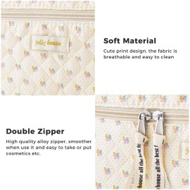 HBselect Quilted Makeup Bag, 3PCS Cotton Large Travel Makeup Bag, Cute Floral Coquette Make up Bag Cosmetic Bag Toiletry Bag for Women Girls HBselect Quilted Makeup Bag, 3PCS Cotton Large Travel Makeup Bag, Cute Floral Coquette Make up Bag Cosmetic Bag Toiletry Bag for Women Girls