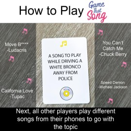 Game That Song 90\'s Mix Expansion - 50 New Cards - Music Card Game for Family, Adults, and Teens. Hilarious, Addictive, and Competitive Fun for Game Nights! Game That Song 90\'s Mix Expansion - 50 New Cards - Music Card Game for Family, Adults, and Teens. Hilarious, Addictive, and Competitive Fun for Game Nights!