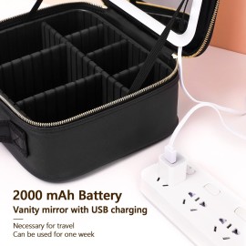 VANMRIOR Travel Makeup Bag with LED Lighted Make up Case with Mirror 3 Color Setting Cosmetic Makeup Box Organizer Vanity Case for Women Beauty Tools Accessories Case Rechargeable VANMRIOR Travel Makeup Bag with LED Lighted Make up Case with Mirror 3 Color Setting Cosmetic Makeup Box Organizer Vanity Case for Women Beauty Tools Accessories Case Rechargeable