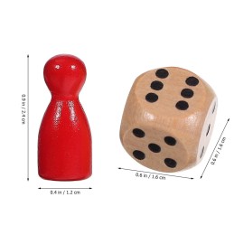 STOBOK 50 Pcs Multicolor Wooden Pawns Board Game Pieces With 2 Dice - Tabletop Markers Chess Pieces for Board Games