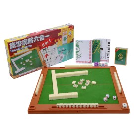 drizzle Travel Mahjong Set 6 in 1 with Mahjong Table - 146 Tiles Portable Size Mah-Jongg - Poker Size Drawings Fish & Shrimp & Crab Drawings Blackjack Drawings - Travel Board Games Dormitories