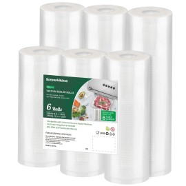 Bonsenkitchen Vacuum Sealer Rolls Bags, 6 Pack 3 Rolls 11 x 20\' + 3 Rolls 8 x 20\' Commercial Grade BPA Free Bag Rolls, Durable Customized Size Food Vac Bags for Storage and Sous Vide Cooking VB3211