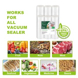 Bonsenkitchen Vacuum Sealer Rolls Bags, 6 Pack 3 Rolls 11 x 20\' + 3 Rolls 8 x 20\' Commercial Grade BPA Free Bag Rolls, Durable Customized Size Food Vac Bags for Storage and Sous Vide Cooking VB3211 Bonsenkitchen Vacuum Sealer Rolls Bags, 6 Pack 3 Rolls 11 x 20\' + 3 Rolls 8 x 20\' Commercial Grade BPA Free Bag Rolls, Durable Customized Size Food Vac Bags for Storage and Sous Vide Cooking VB3211
