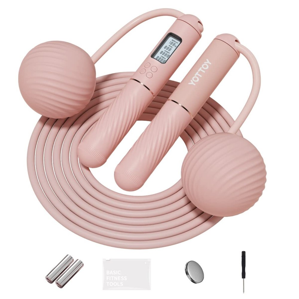 YOTTOY Cordless Jump Rope with Counter - Ropeless Jump Rope 2 In 1 with Large Cordless Ball-Weighted Jump Rope for Women with LCD Display (Pink) YOTTOY Cordless Jump Rope with Counter - Ropeless Jump Rope 2 In 1 with Large Cordless Ball-Weighted Jump Rope for Women with LCD Display (Pink)