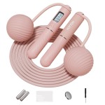 YOTTOY Cordless Jump Rope with Counter - Ropeless Jump Rope 2 In 1 with Large Cordless Ball-Weighted Jump Rope for Women with LCD Display (Pink)