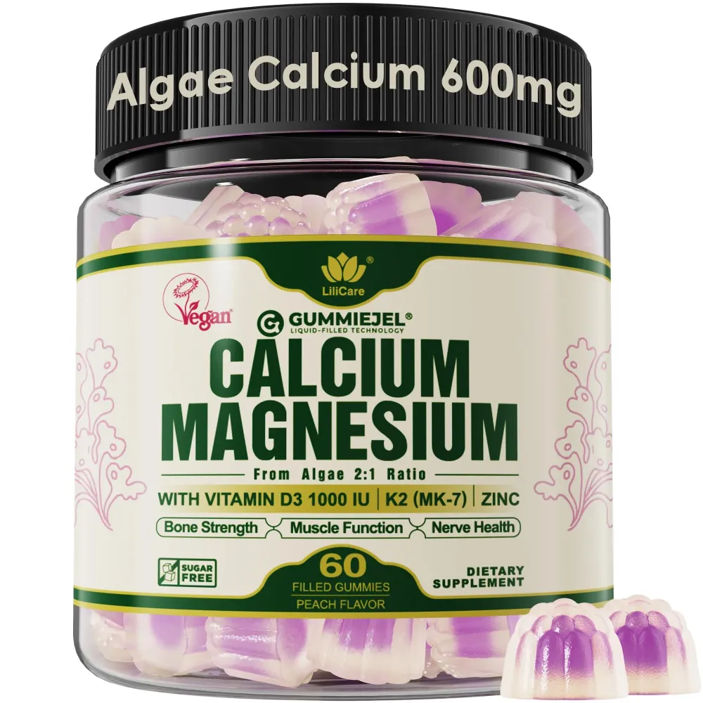 Plant Based Calcium Gummies 600mg (Made in USA) with Vitamin D3 K2, Magnesium, Zinc for Bone Strength, Sugar Free Calcium Supplements for Women (Certified Vegan) from Sustainably Red Algae - 60 Counts Plant Based Calcium Gummies 600mg (Made in USA) with Vitamin D3 K2, Magnesium, Zinc for Bone Strength, Sugar Free Calcium Supplements for Women (Certified Vegan) from Sustainably Red Algae - 60 Counts
